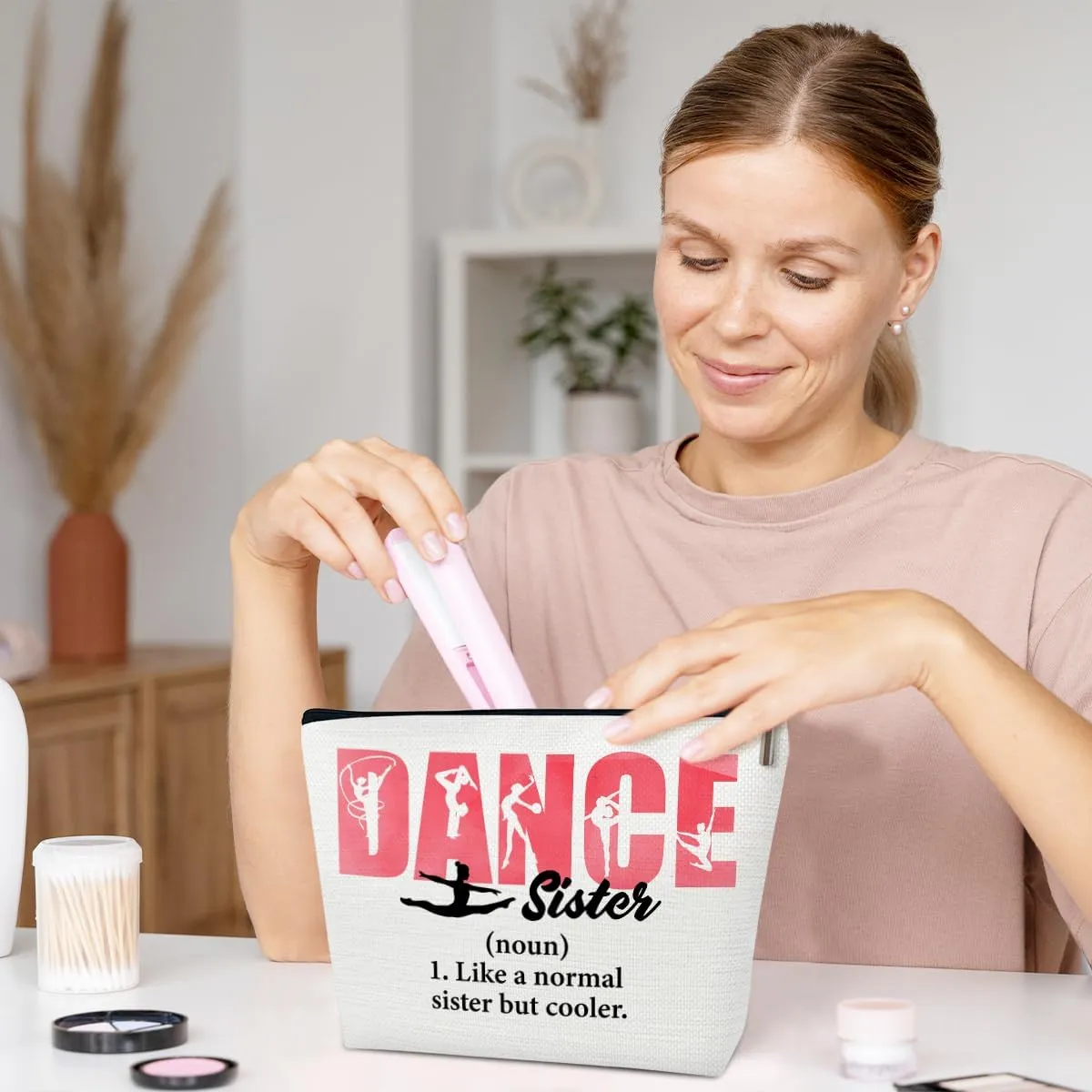 Dance Sister Gifts Makeup Bag, Cool Gifts for Ballet Dancers Women, Big Little Sister Stuff, Teans Stuff Accessories, Makeup Cosmetic Bags for Purse