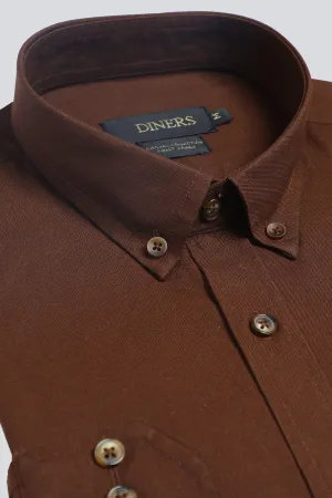 Dark Brown Self Casual Shirt