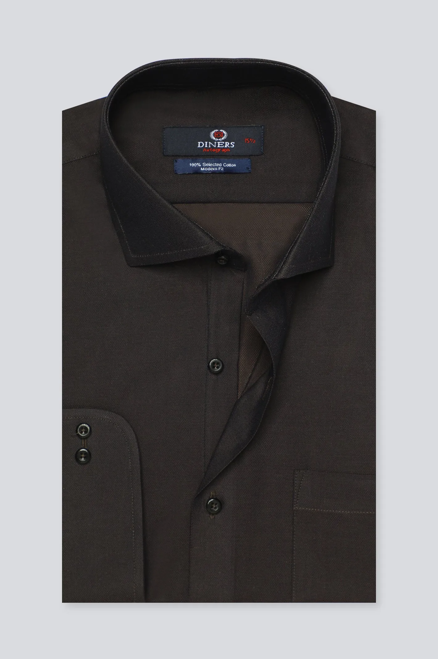 Dark Brown Self Formal Autograph Shirt
