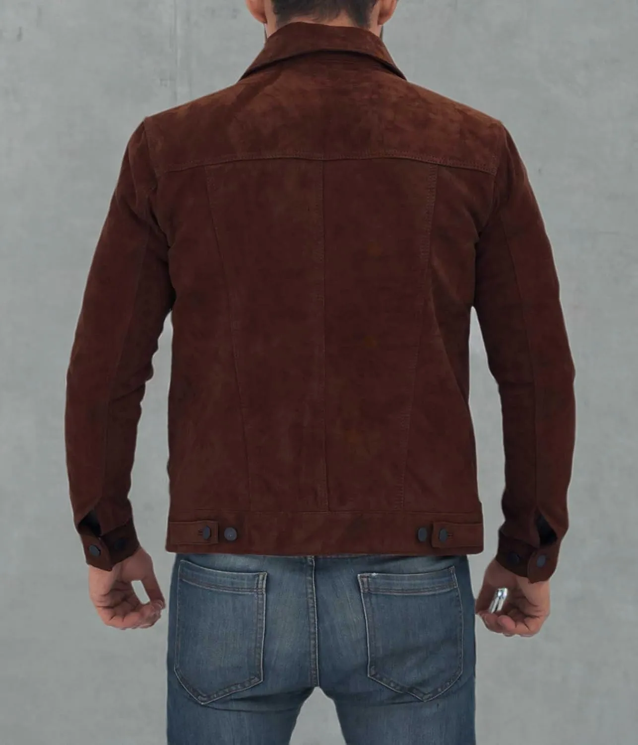 Decrum Leather Suede Jacket Men  Real Lambskin Vintage Style Suede Trucker Jacket Men