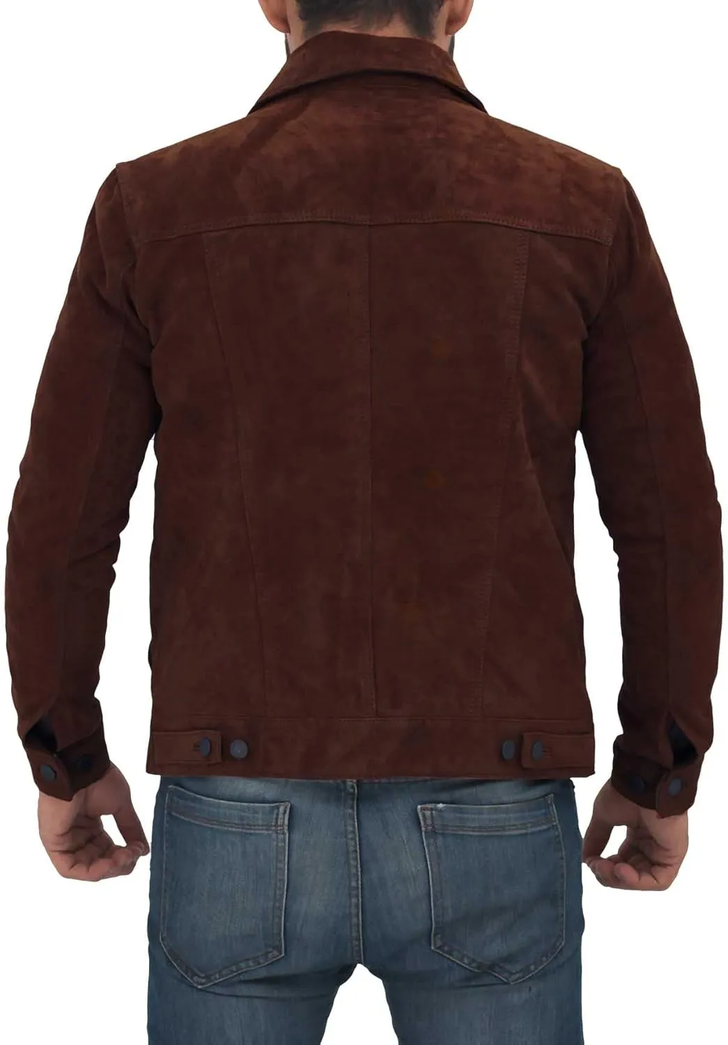Decrum Leather Suede Jacket Men  Real Lambskin Vintage Style Suede Trucker Jacket Men