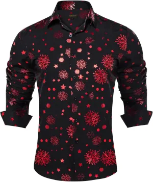 DiBanGu Mens Christmas Dress Shirts,Casual Xmas Long Sleeve Button Down Shirt for Men Holiday Festive Shirt Vacation Party
