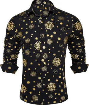 DiBanGu Mens Christmas Dress Shirts,Casual Xmas Long Sleeve Button Down Shirt for Men Holiday Festive Shirt Vacation Party
