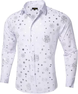 DiBanGu Mens Christmas Dress Shirts,Casual Xmas Long Sleeve Button Down Shirt for Men Holiday Festive Shirt Vacation Party