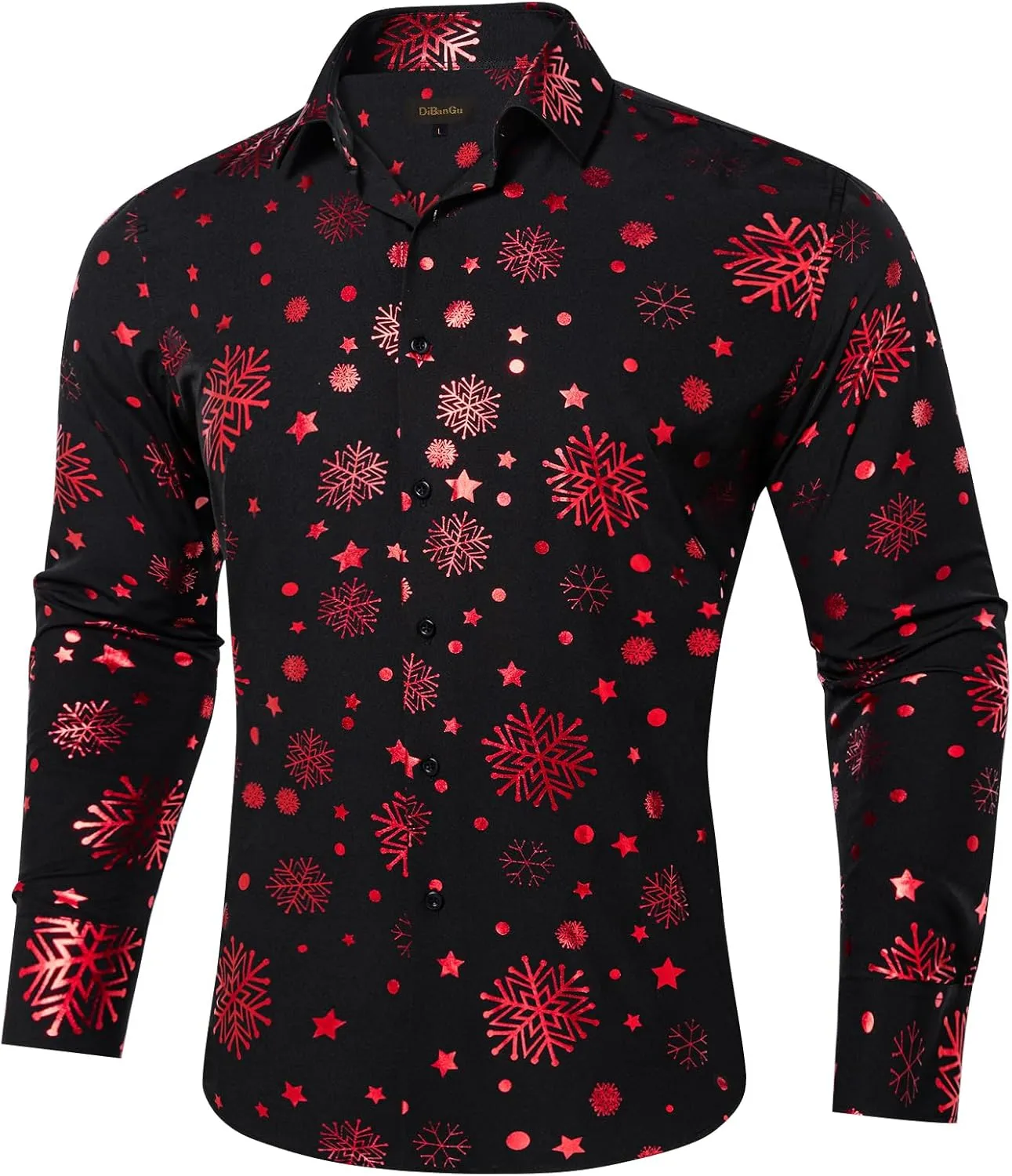 DiBanGu Mens Christmas Dress Shirts,Casual Xmas Long Sleeve Button Down Shirt for Men Holiday Festive Shirt Vacation Party