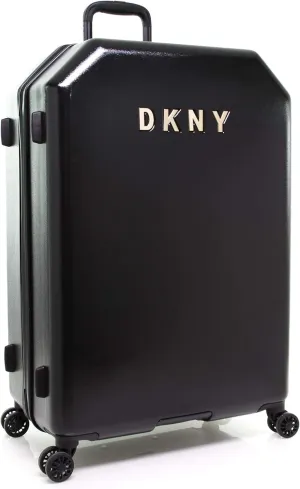 DKNY Metal Logo Upright Hardside Luggage 30", Black