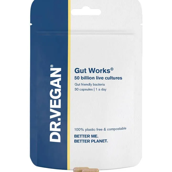 DR. VEGAN - Gut Works | 30 Capsules | Pre & Probiotic | 50 Billion CFU