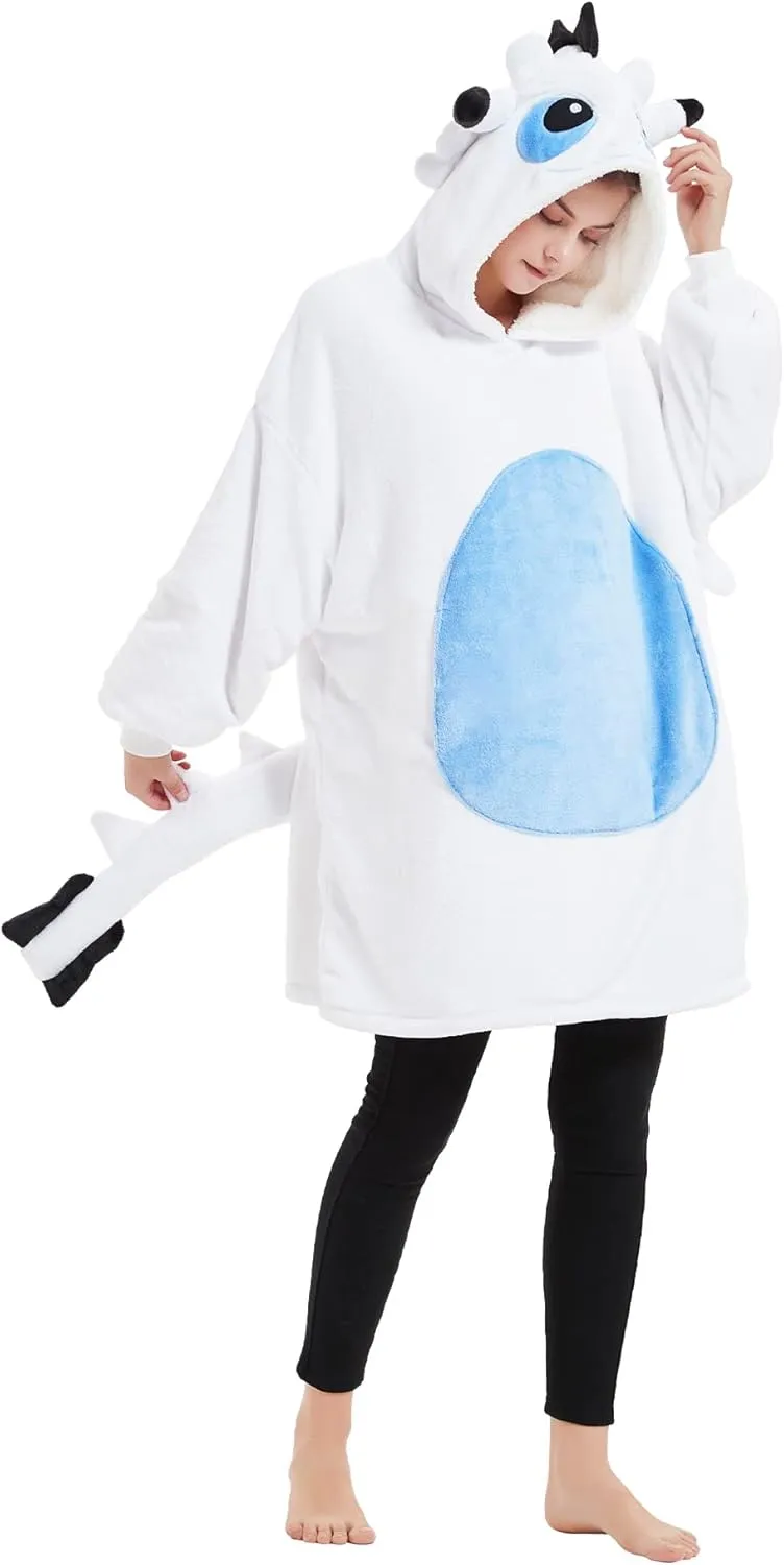dressfan Unisex Dragon Costume Hoodie Sweatshirt Oversized Microfiber & Sherpa Warm Cozy with Giant Pocket,One Size Fits All