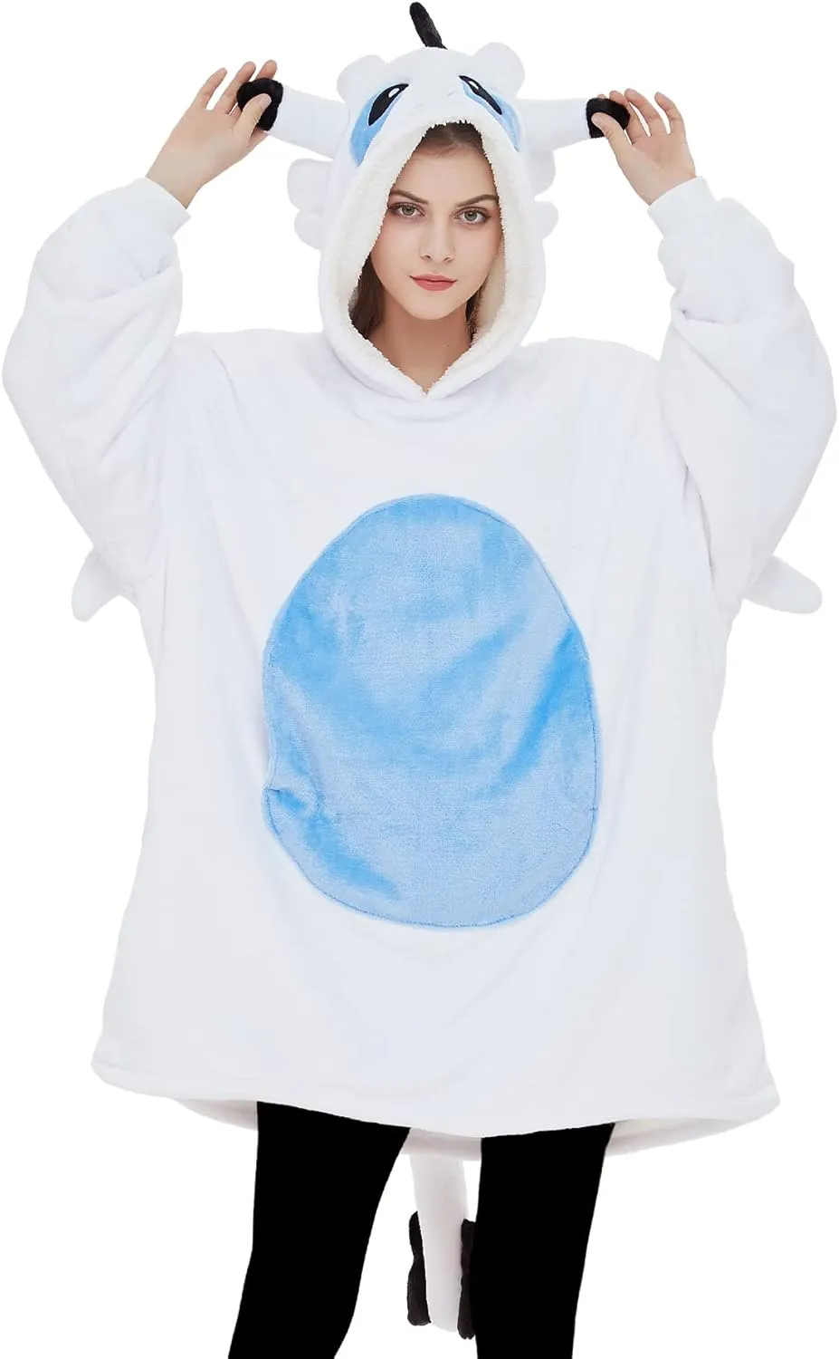 dressfan Unisex Dragon Costume Hoodie Sweatshirt Oversized Microfiber & Sherpa Warm Cozy with Giant Pocket,One Size Fits All