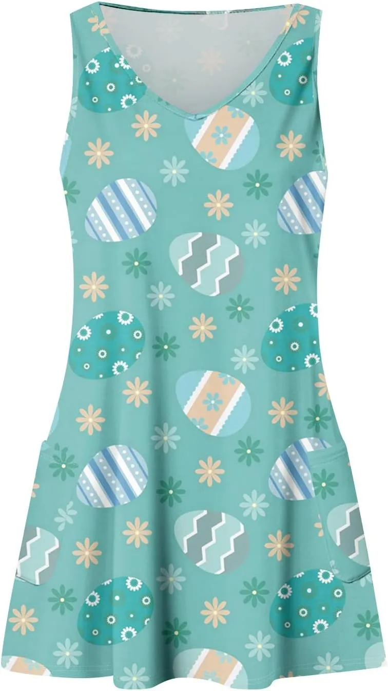 Eastern Dress for Women Cowl Neck Easter Bunny Sun Dresses 2025 Vacation Date Night Floral Festive Easter Eggs Brunch Dresses