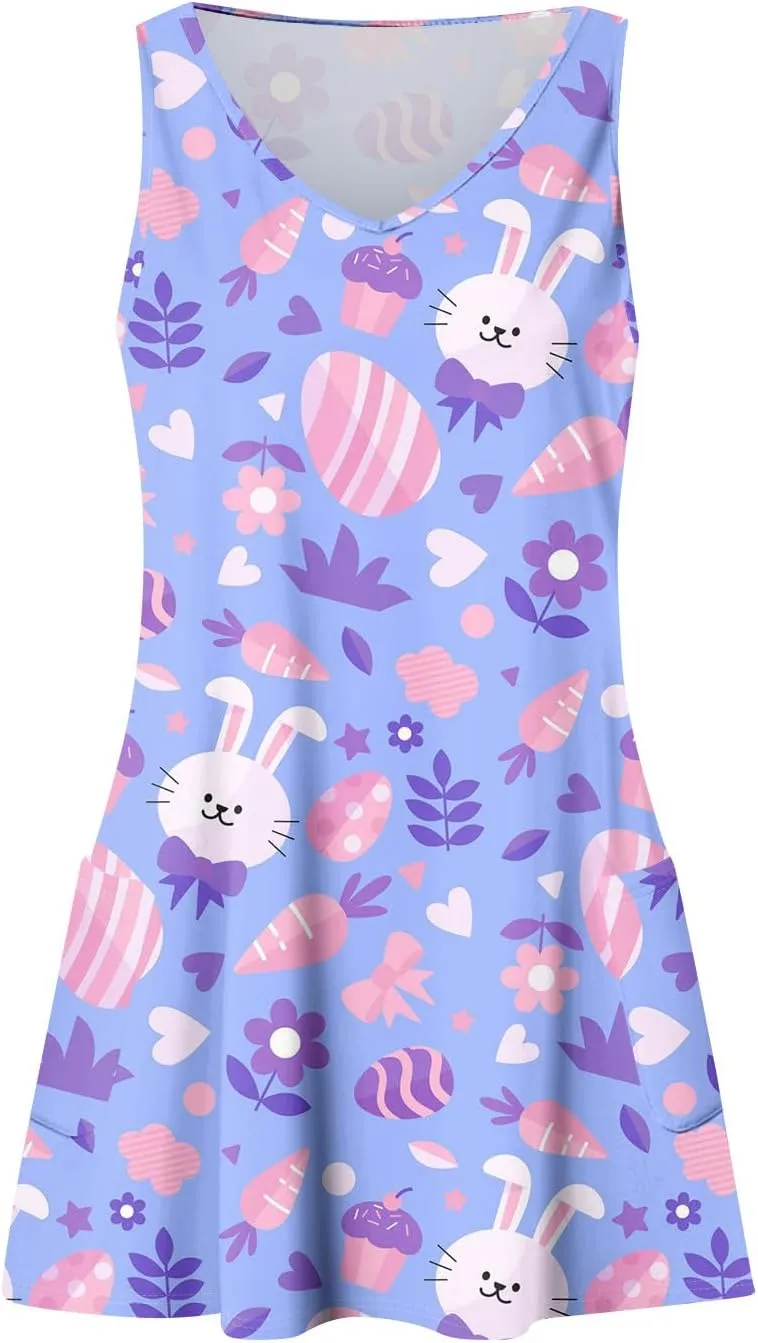 Eastern Dress for Women Cowl Neck Easter Bunny Sun Dresses 2025 Vacation Date Night Floral Festive Easter Eggs Brunch Dresses