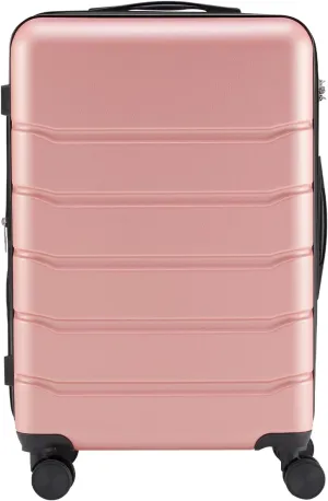 Easy Travel with Expanding Hard-Sided Suitcase, 24 Inch with Smooth Rolling Wheels, TSA Lock, Pink