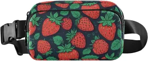 Fanny Pack for Men Women Waterproof Sports Waist Bag Pack Crossbody Belt Bag with Adjustable Strap for Travel Walking Running Hiking Cycling Red Fresh Strawberry