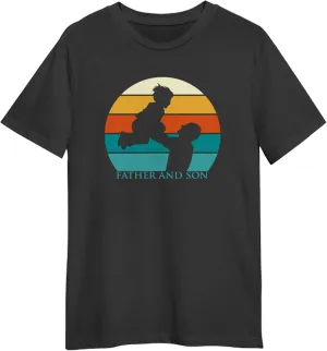 Father and Son Retro Sunset T-Shirt, Gift for Father and Son Retro Sunset T-Shirt, Funny Father and Son Retro Sunset T-Shirt Black