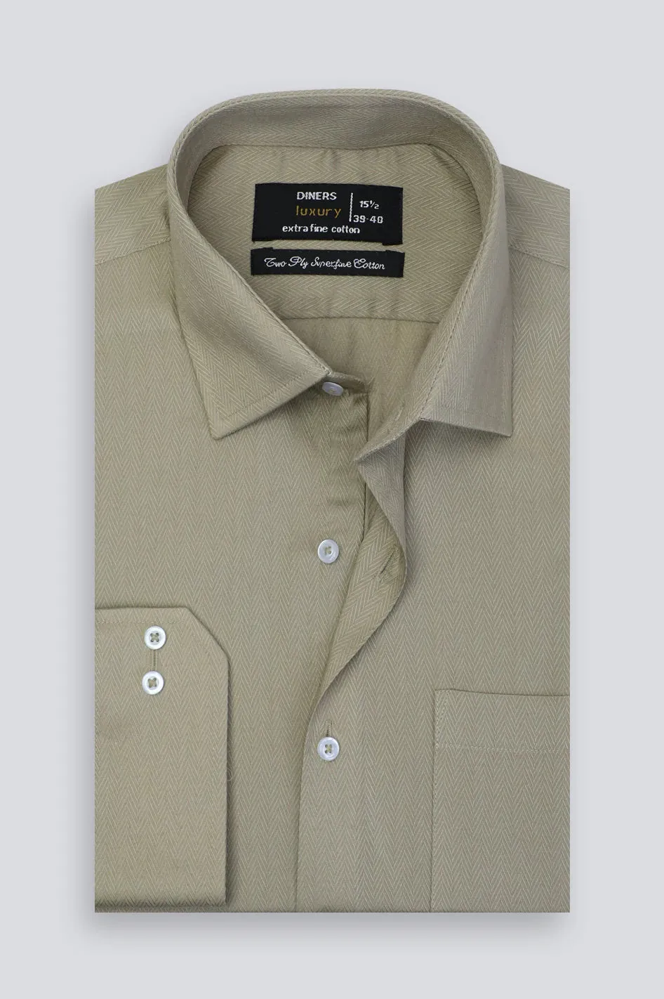 Fawn Herringbone Textured Formal Shirt
