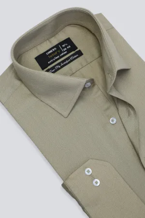 Fawn Herringbone Textured Formal Shirt