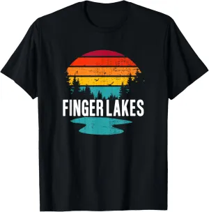 Finger Lakes New York Fishing Vacation Vintage Sunset T-Shirt