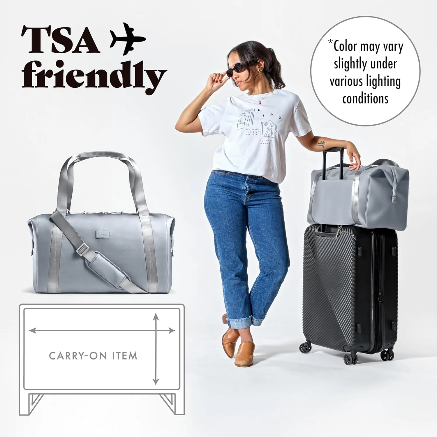 Fit & Fresh Premium Neoprene Weekender Bag With Trolley Sleeve - Large Overnight, Carry-on, Duffel, Gym, and Hospital Bag for Labor & Delivery