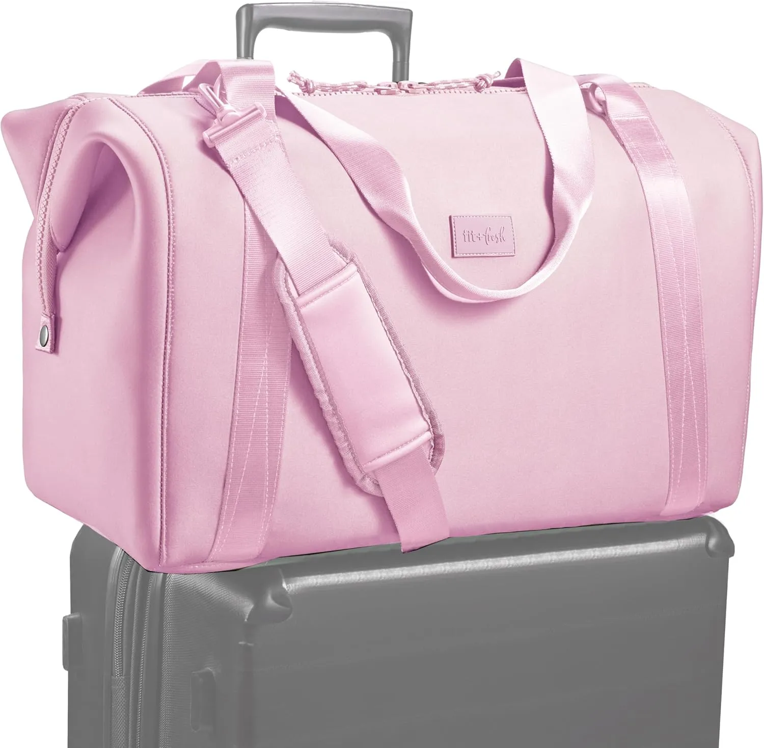 Fit & Fresh Premium Neoprene Weekender Bag With Trolley Sleeve - Large Overnight, Carry-on, Duffel, Gym, and Hospital Bag for Labor & Delivery