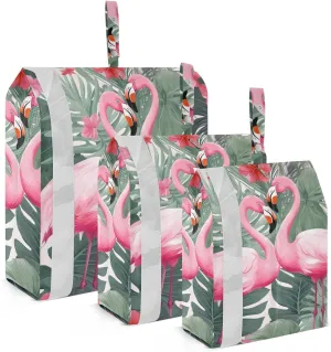 Flamingos Packing Cubes Set of 3, Lightweight Travel Luggage Organizers Foldable Bags for Easy Packing and Organization
