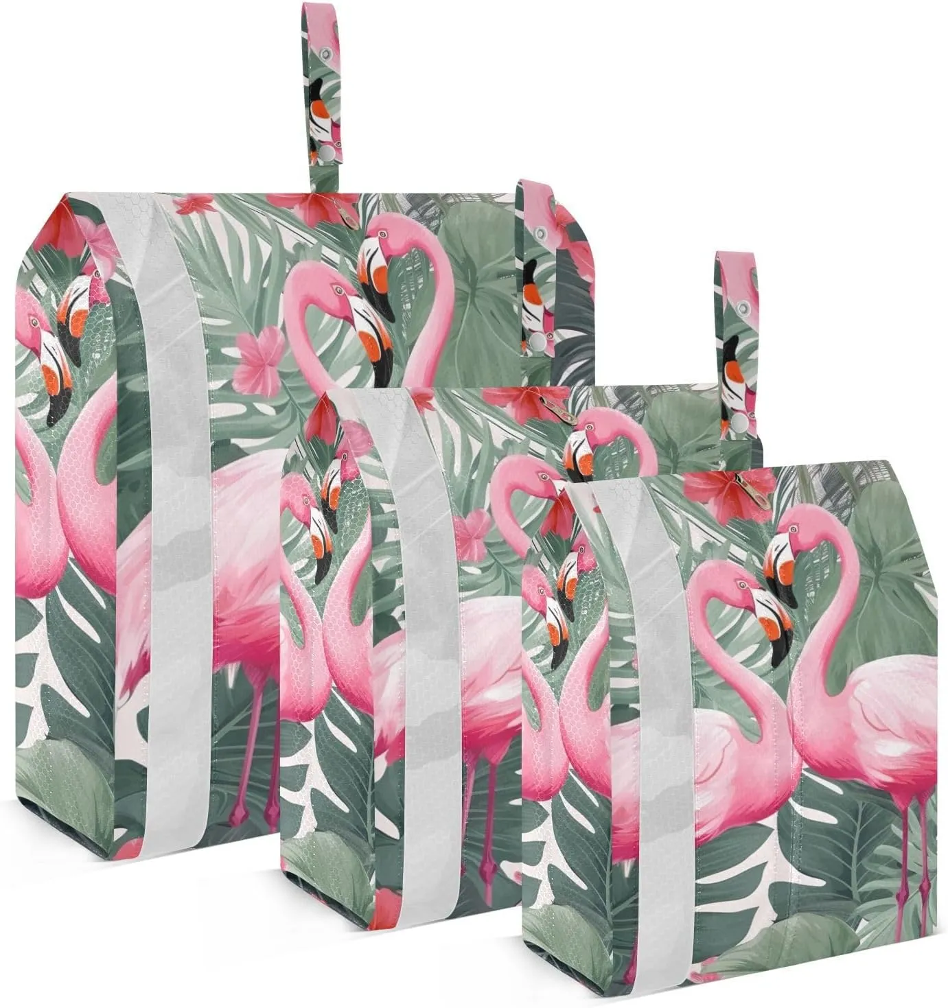 Flamingos Packing Cubes Set of 3, Lightweight Travel Luggage Organizers Foldable Bags for Easy Packing and Organization