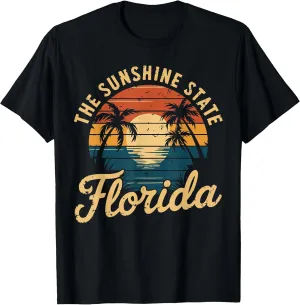 Florida Vintage Beach Vibes Retro Sunset Palm Tree Men Women T-Shirt