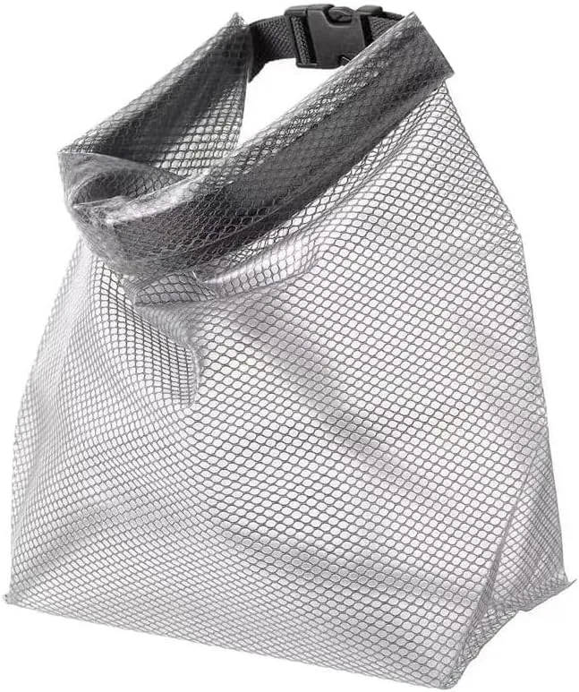 Folding Travel Storage Bag PEVA Mesh Wash Bag,High Capacity Carryall Transparent Snap Toiletry Bag,Waterproof Tote Cosmetic Storage handbag,Convenient Snap Button (Large)