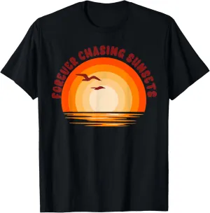Forever Chasing Sunsets Summer Retro Sunset Beach Vacation T-Shirt