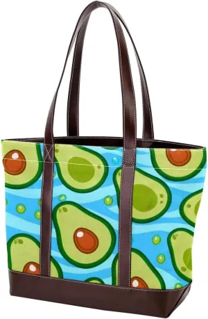 Fresh avocado-862 Tote Bags Durable Leather Canvas Purses and Handbags for Women Top Handle Shoulder Satchel Hobo Bags