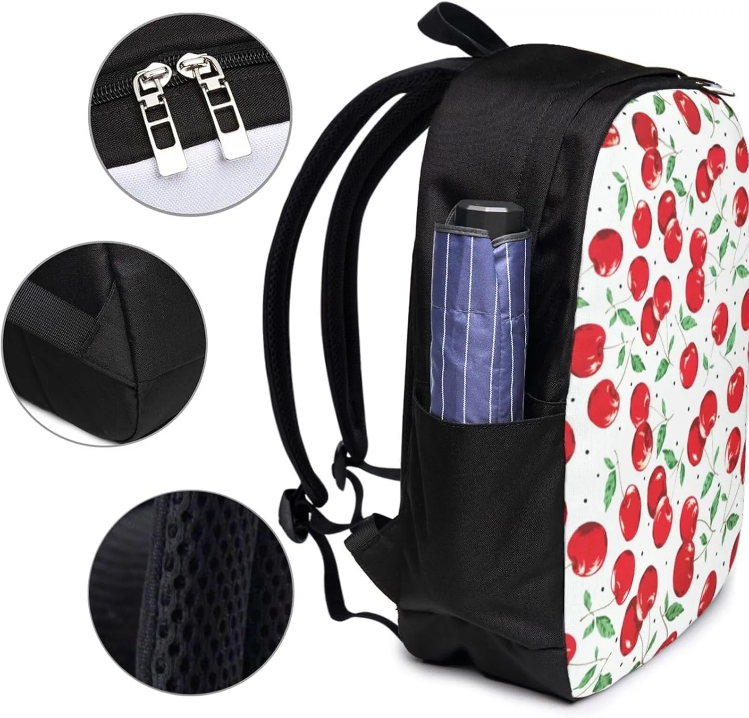Fresh Cherries Backpack, 17 Inch Travel Business Laptop Backpack With USB Port for Women Men