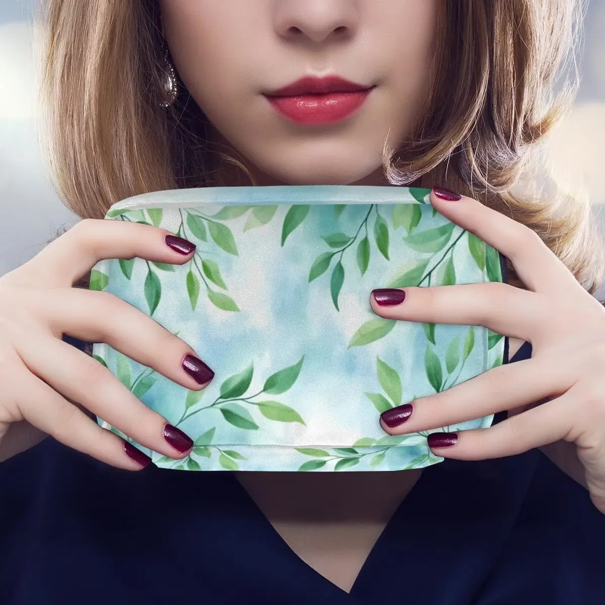 Fresh Green Leaves Makeup Bag Zipper Pouch Travel Cosmetic Organizer for Women Eucalyptus Travel Toiletry Bag Waterproof Shaving Bag for Men Travel Toiletries