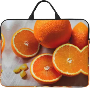 Fresh Orange Fruit 14in Laptop Case Sleeve Bag  Shoulder Messenger Briefcase Carrying Handle and Accessory Pocket