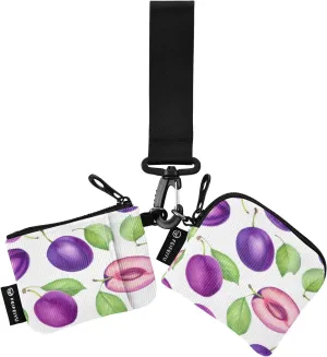 Fresh Plum Leaves White Dual Pouch Wristlet Portable Keychain Wallet Detachable Coin Purse Pouch with Zipper Keychain Purse for Women and Men