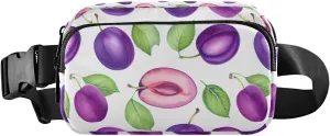 Fresh Plum Leaves White Fanny Packs for Women Men Crossbody Bags Everywhere Belt Bag with Adjustable Strap Fashion Waist Pack for Travel Running Shopping