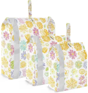 Fresh Spring Simple Colorful Flowers 3 Set Travel Packing Cubes For Suitcases Reusable Travel Space Saver Bags Clear Storage Bags Home Organization