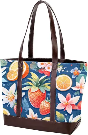 Fresh Summer Fruits-928 Tote Bags Durable Leather Canvas Purses and Handbags for Women Top Handle Shoulder Satchel Hobo Bags
