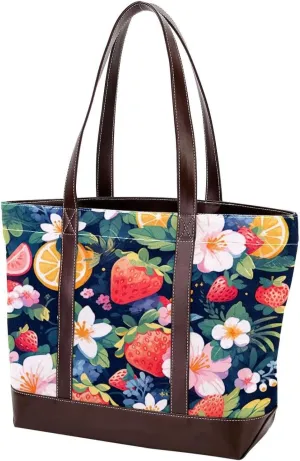 Fresh Summer Fruits-931 Tote Bags Durable Leather Canvas Purses and Handbags for Women Top Handle Shoulder Satchel Hobo Bags