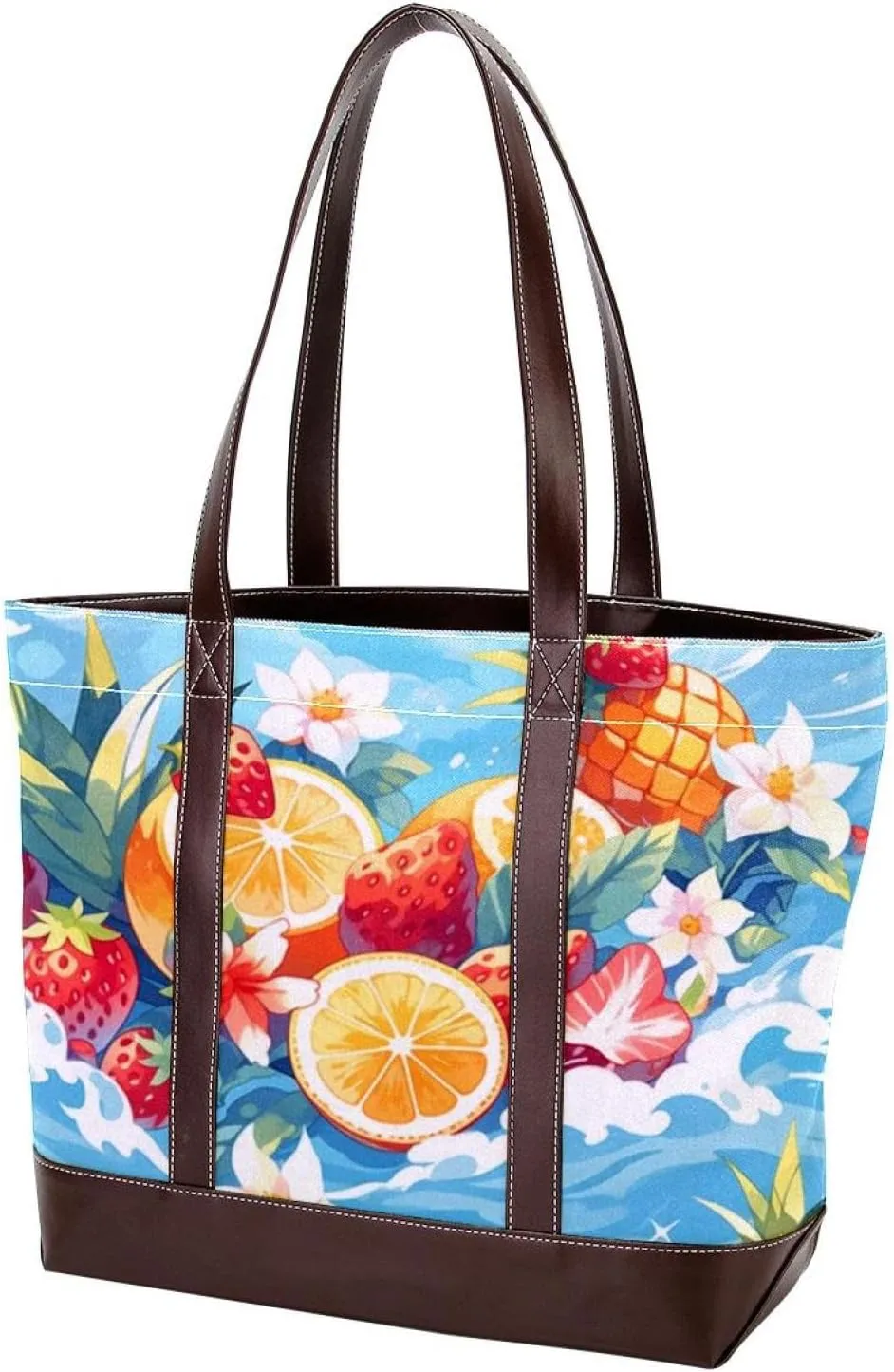 Fresh Summer Fruits-940 Tote Bags Durable Leather Canvas Purses and Handbags for Women Top Handle Shoulder Satchel Hobo Bags