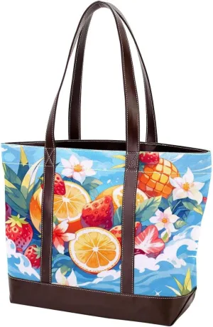 Fresh Summer Fruits-940 Tote Bags Durable Leather Canvas Purses and Handbags for Women Top Handle Shoulder Satchel Hobo Bags