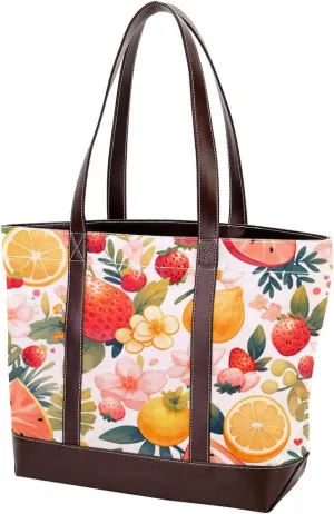 Fresh Summer Fruits-946 Tote Bags Durable Leather Canvas Purses and Handbags for Women Top Handle Shoulder Satchel Hobo Bags