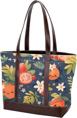 Fresh Summer Fruits-955 Tote Bags Durable Leather Canvas Purses and Handbags for Women Top Handle Shoulder Satchel Hobo Bags