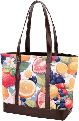 Fresh Summer Fruits-958 Tote Bags Durable Leather Canvas Purses and Handbags for Women Top Handle Shoulder Satchel Hobo Bags