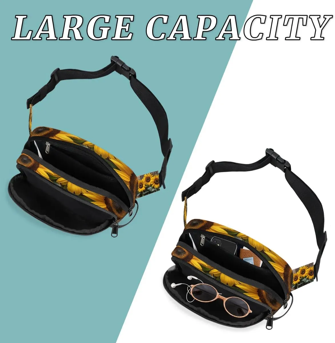 Fresh Sunflowers Crossbody Bags for Women Trendy Waterproof Fanny Pack with Adjustable Strap Fanny Pack for Travel Shopping Running and Daily Use