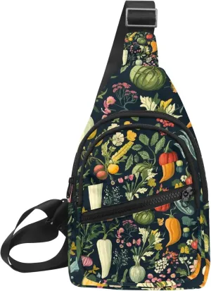 fresh vegetables Sling Backpack Crossbody Bag Convertible, Small Diaper Bag Hiking Daypacks