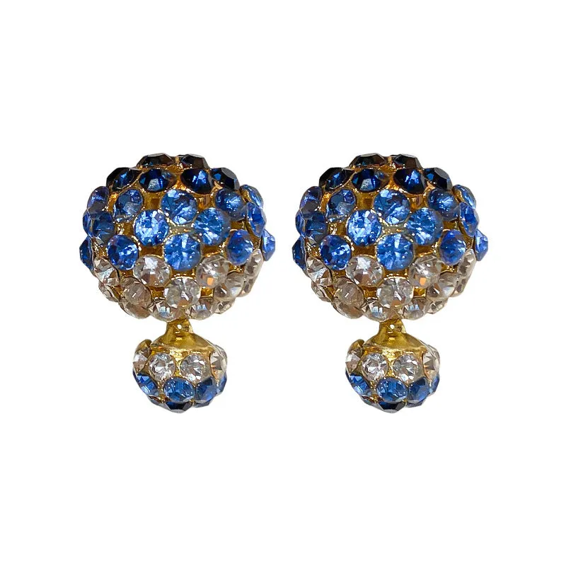 Front And Back Ball Earrings With Diamonds