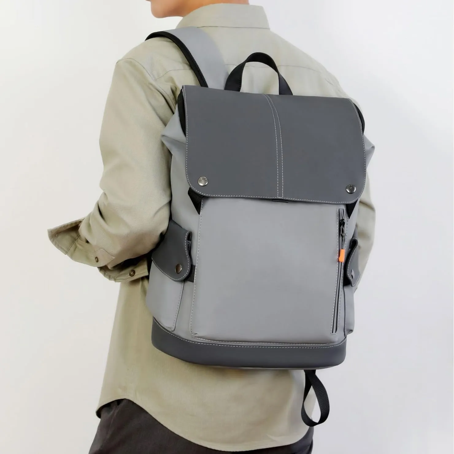 FUNSEED Backpack for Men, Large Capacity Waterproof Laptop Shoulder Backpack for Work Business Travel (Drak Grey)