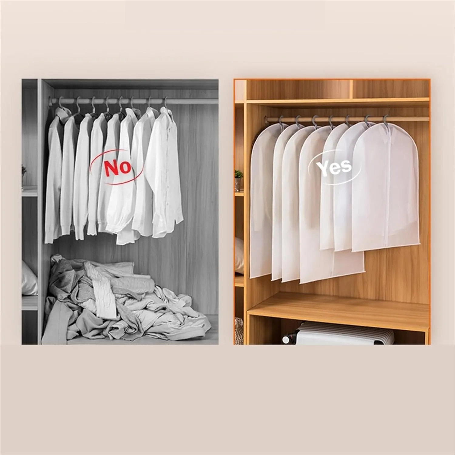 Garment Bags Fresh Printed Clothes Dust Cover, Hanging Bag Clothes Storage Bag, Coat Suit Cover Clothing Dust Cover,C-60 * 80cm
