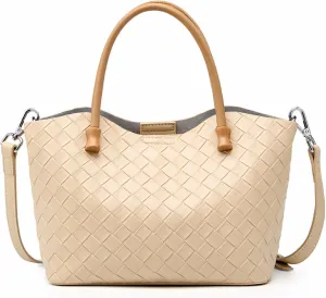 Genuine Leather Tote Bag for Women - Woven Cowhide Handbag, Elegant Crossbody Bag, Versatile with Adjustable Strap