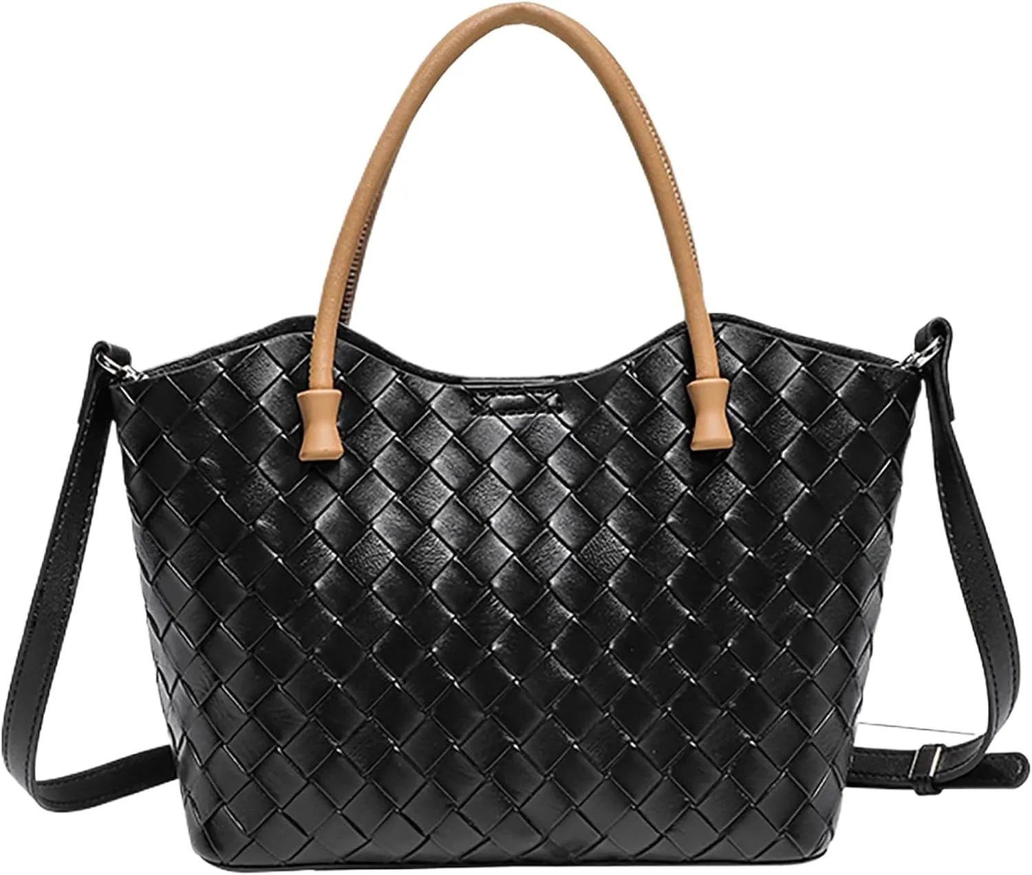 Genuine Leather Tote Bag for Women - Woven Cowhide Handbag, Elegant Crossbody Bag, Versatile with Adjustable Strap