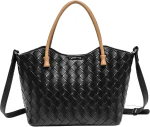 Genuine Leather Tote Bag for Women - Woven Cowhide Handbag, Elegant Crossbody Bag, Versatile with Adjustable Strap